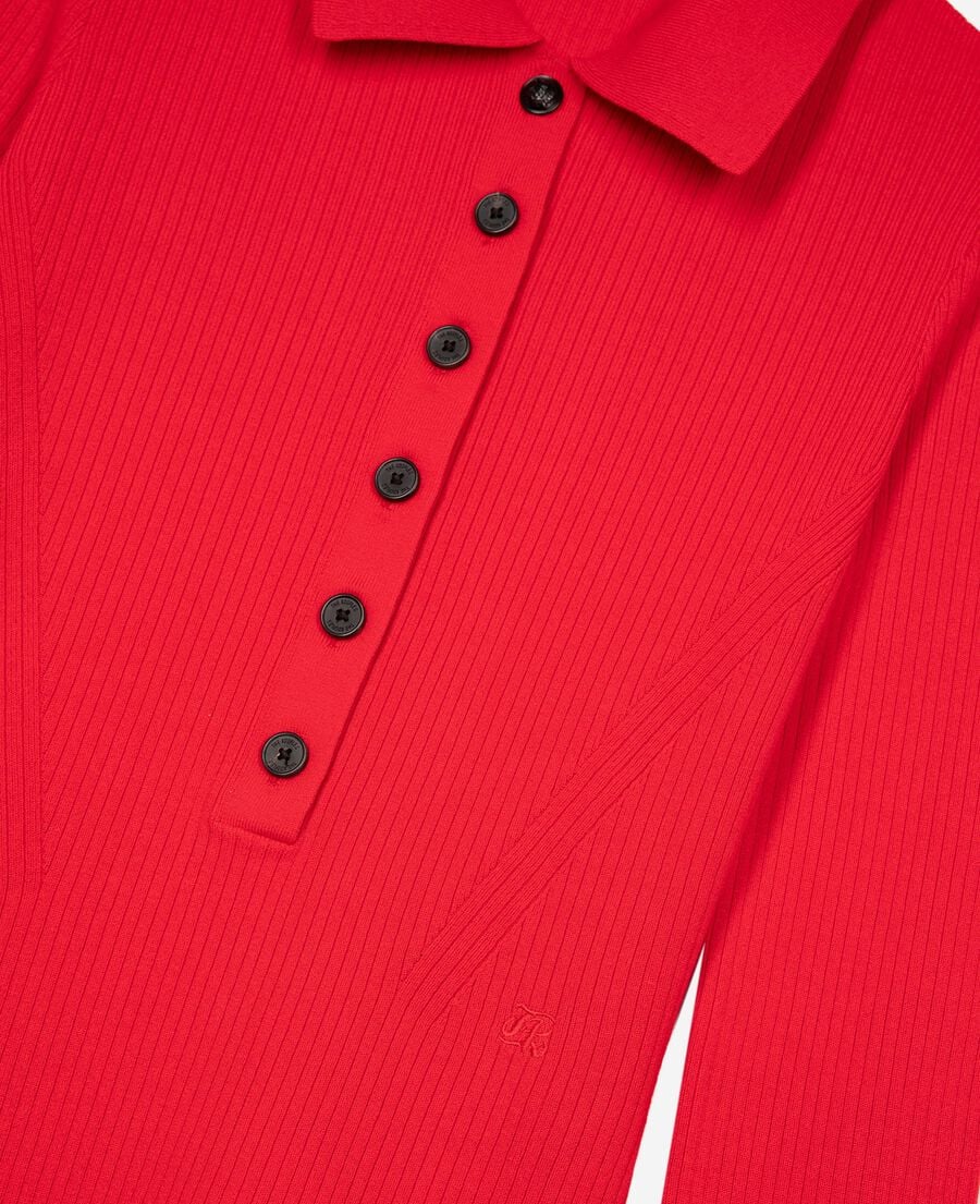 The Kooples F TANGO RED red rib knit sweater