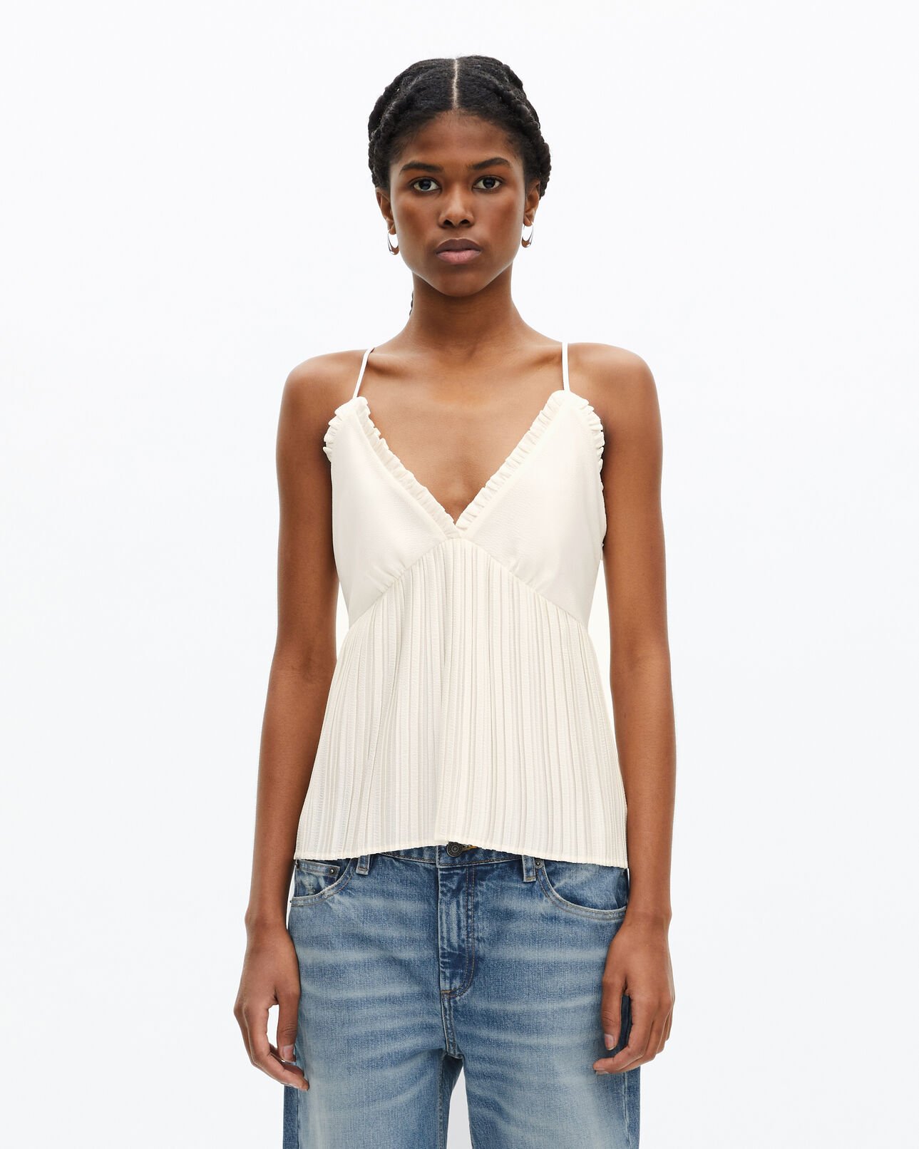 The Kooples FEMME ECRU caraco plissé ecru
