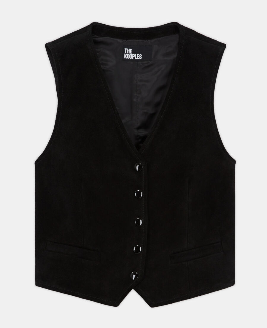 black leather suit vest
