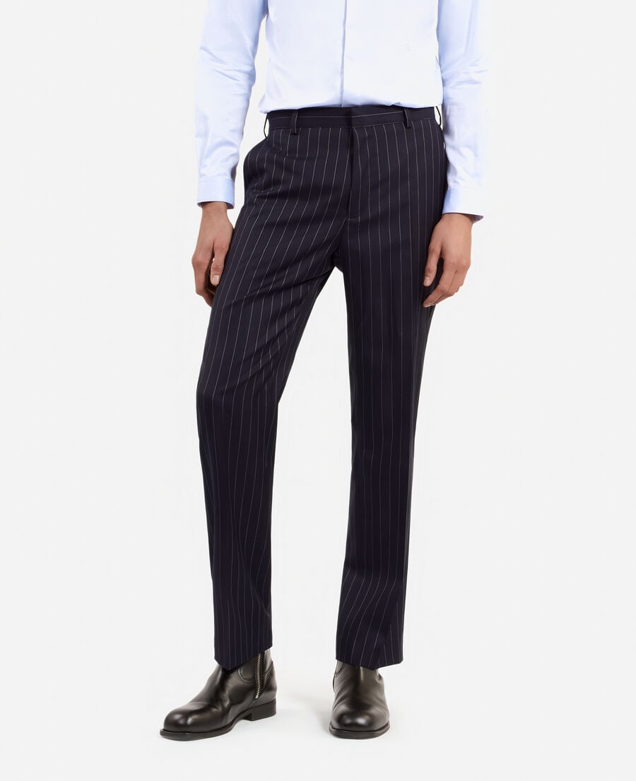 The Kooples HOMME DARK NAVY pantalon de costume à rayures bleu foncé