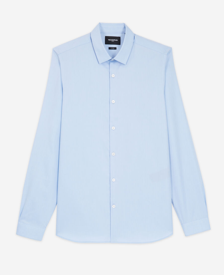 camisa formal azul algodón