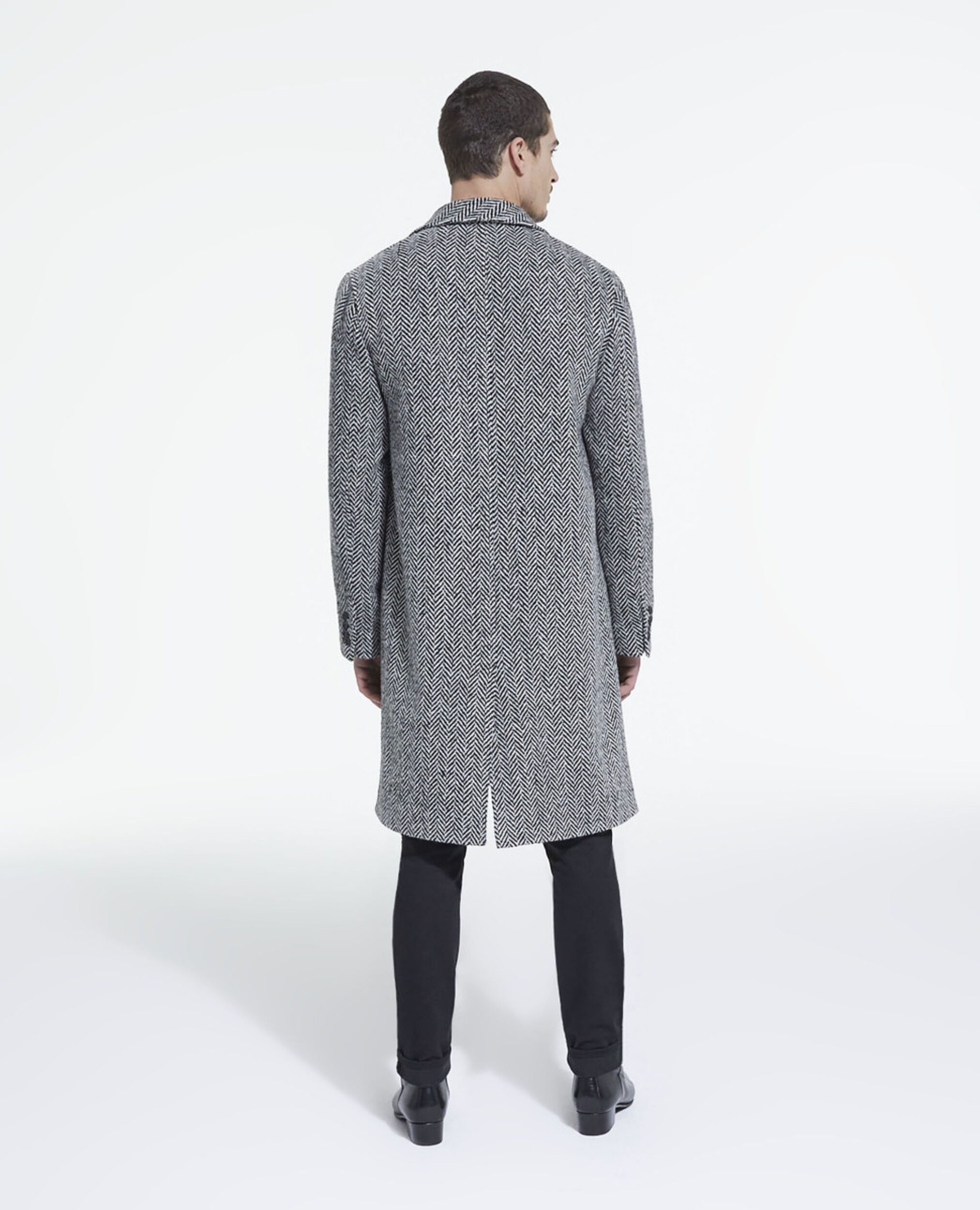 Patterned wool coat, BLACK WHITE, hi-res image number null