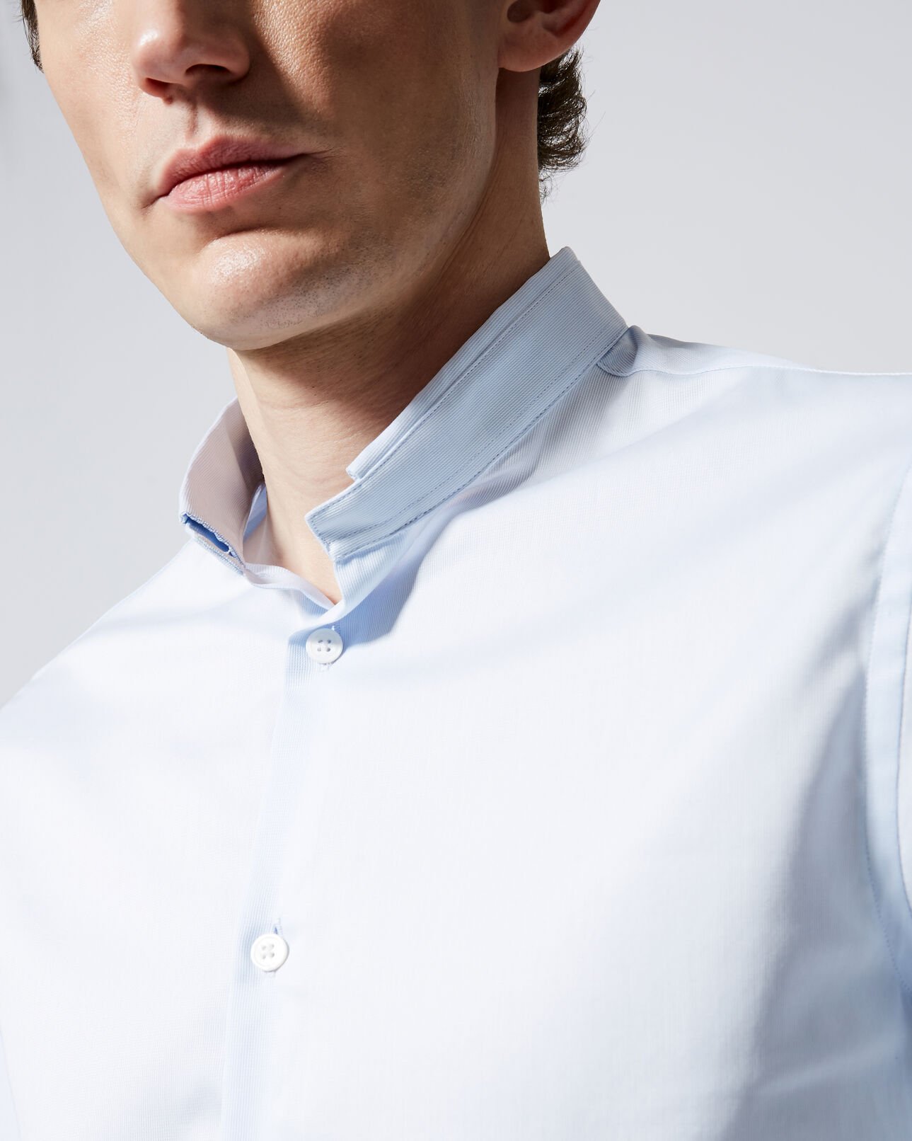 The Kooples HOMBRE SKY camisa azul cuello mao replegado algodón