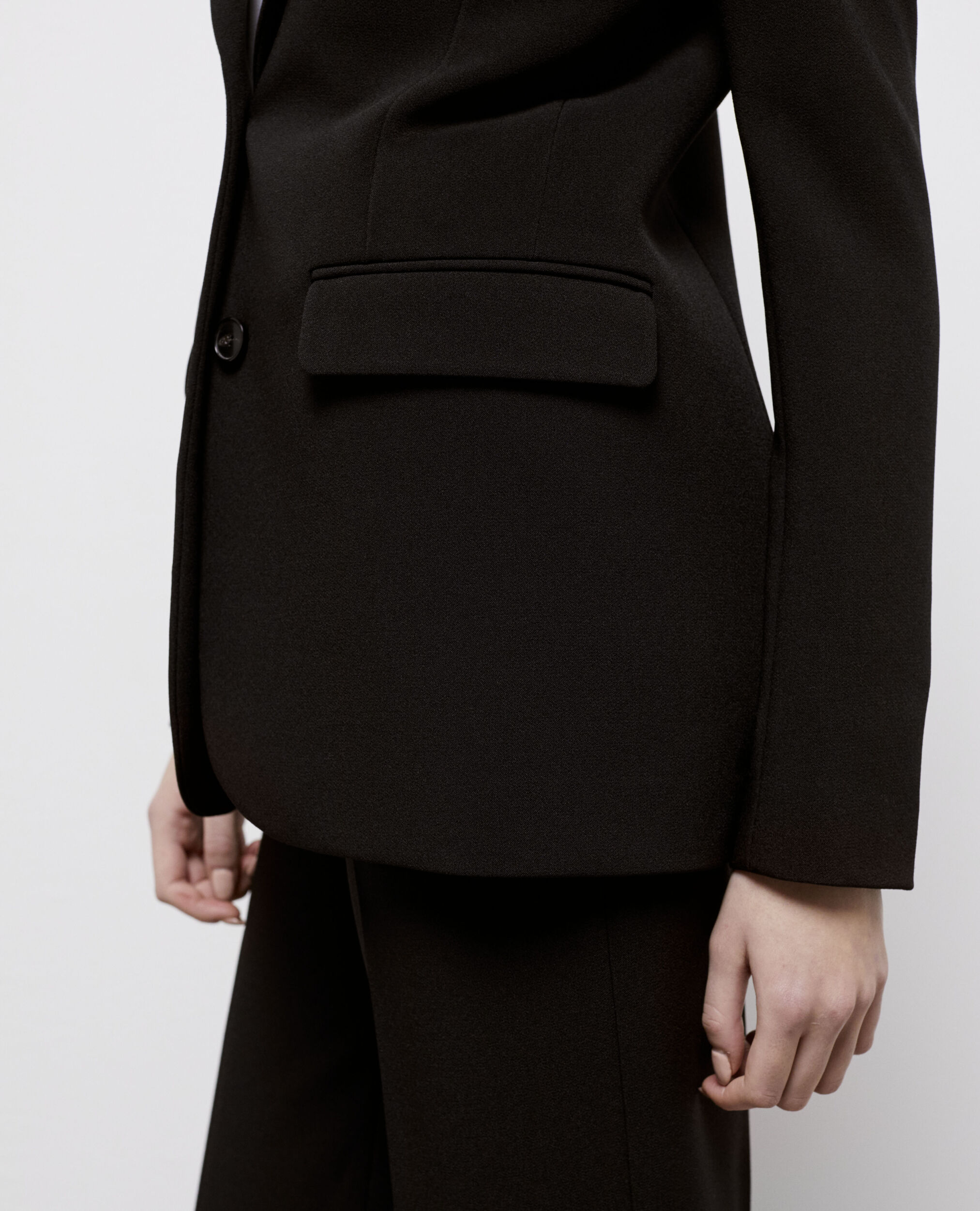 Black crêpe suit jacket, BLACK, hi-res image number null