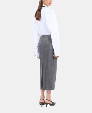 The Kooples FEMME LIGHT GREY jupe crayon mi-longue &agrave; rayures