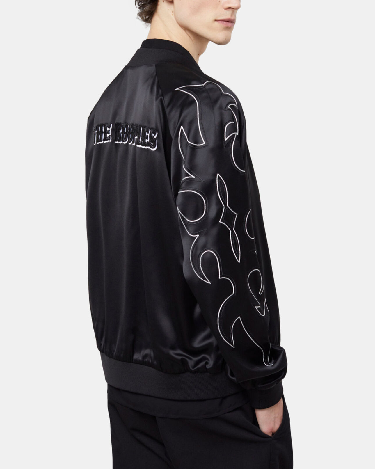 The Kooples HOMME BLACK blouson teddy noir avec broderies western