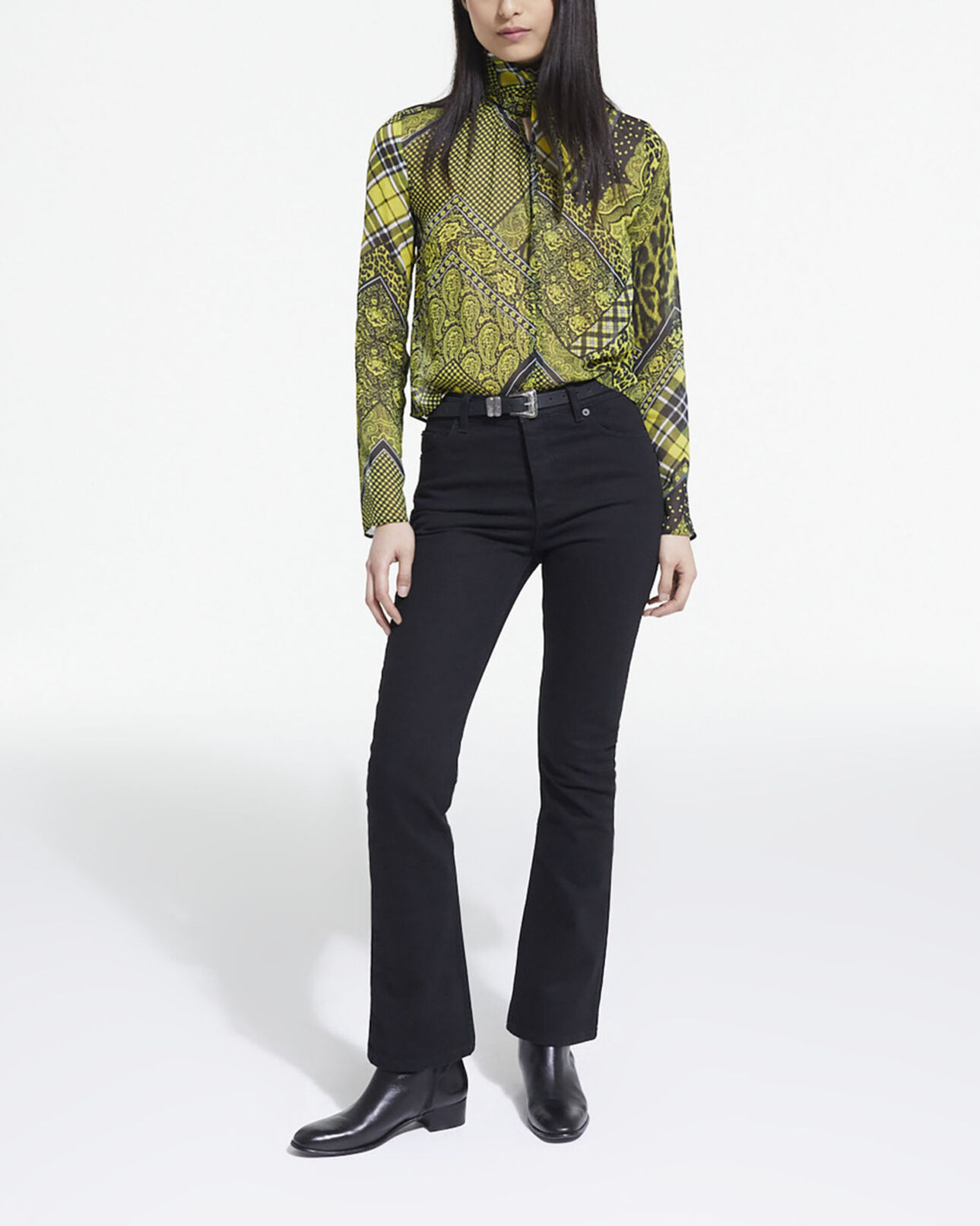 The Kooples FEMME BLACK / YELLOW top imprimé