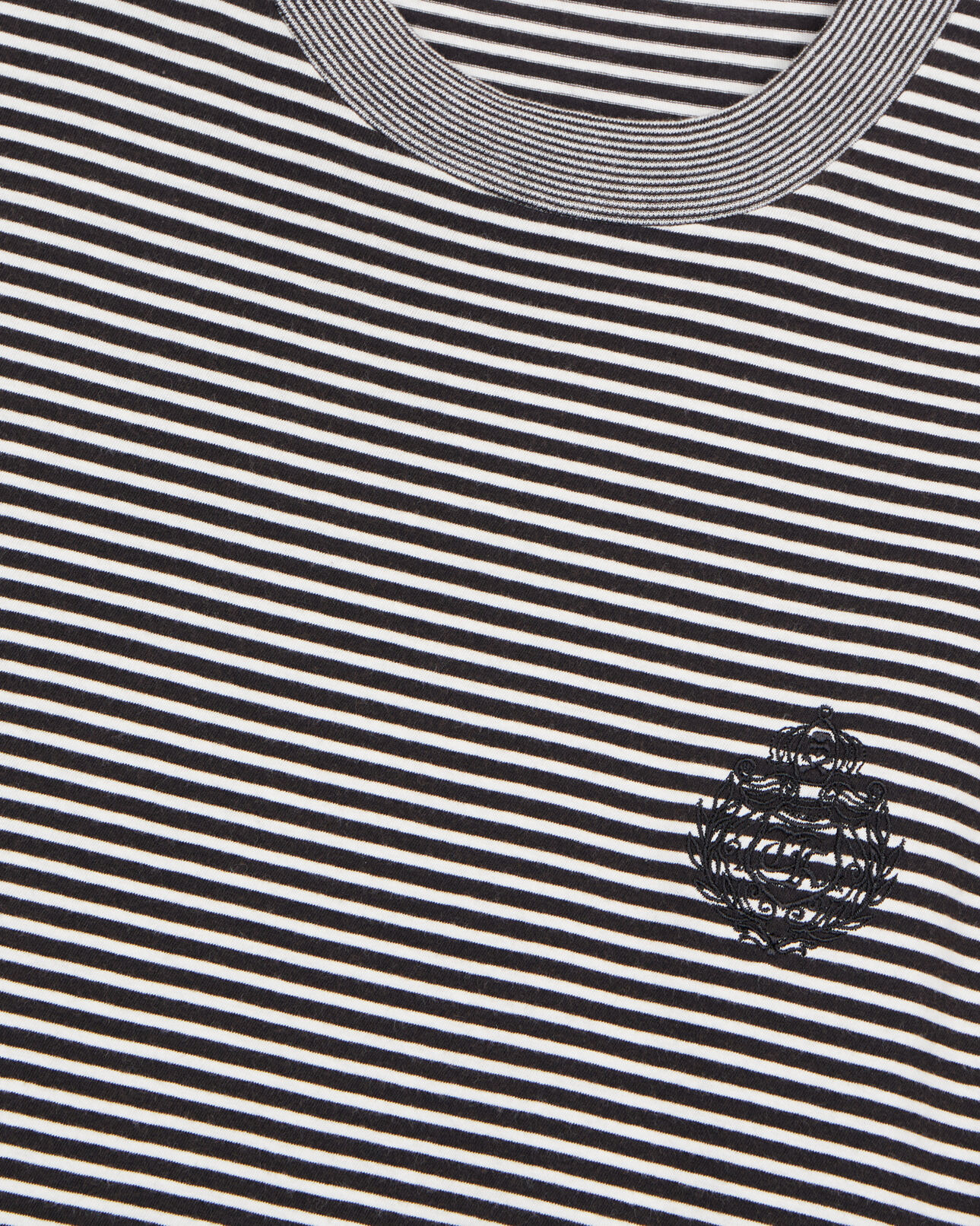 The Kooples MEN BLACK / WHITE striped blazon t-shirt