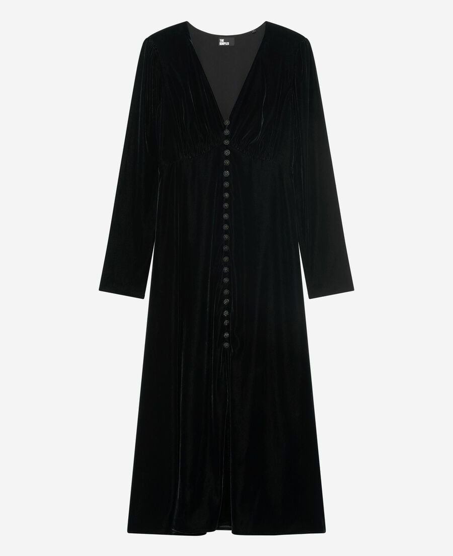 The Kooples F BLACK black velvet maxi dress
