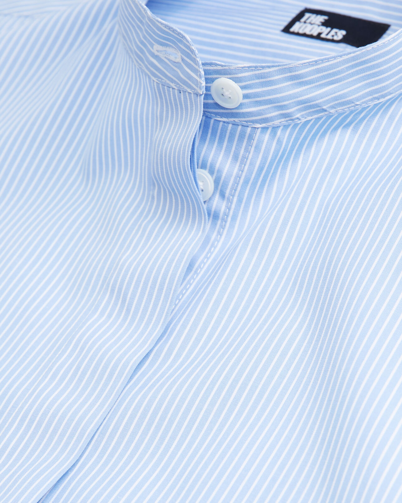 The Kooples WOMEN BLUE WHITE blue shirt with mao-neck