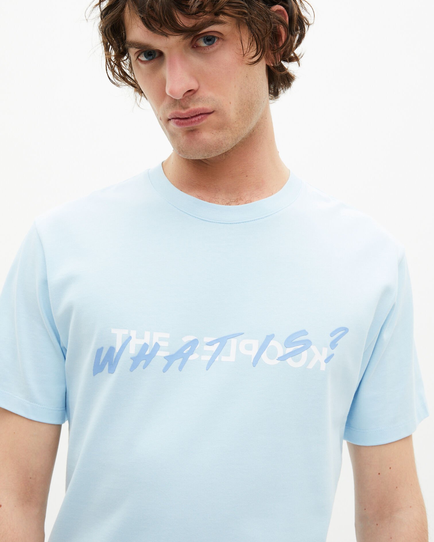 Hellblaues T-Shirt mit What is-Schriftzug, BLUE SKY, hi-res image number null