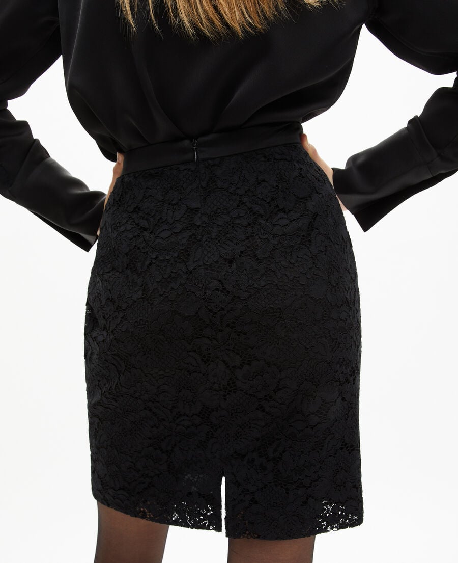 The Kooples WOMEN BLACK short black lace skirt