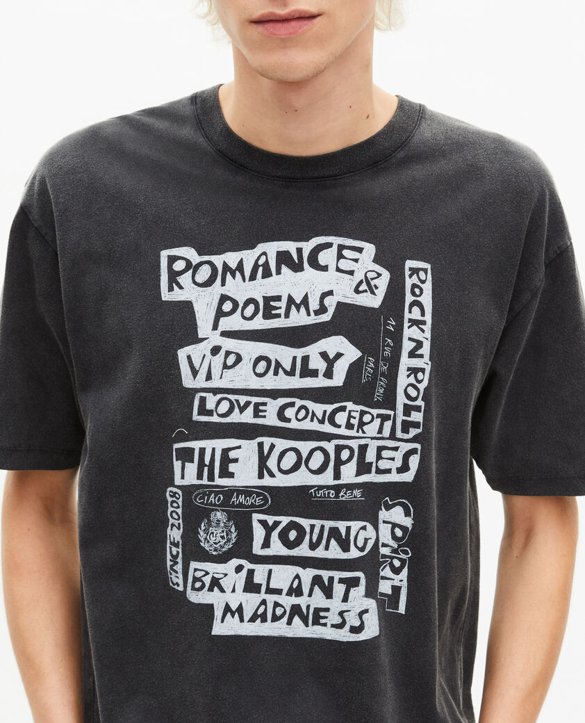 The Kooples MEN BLACK WASHED romance poems t-shirt, black