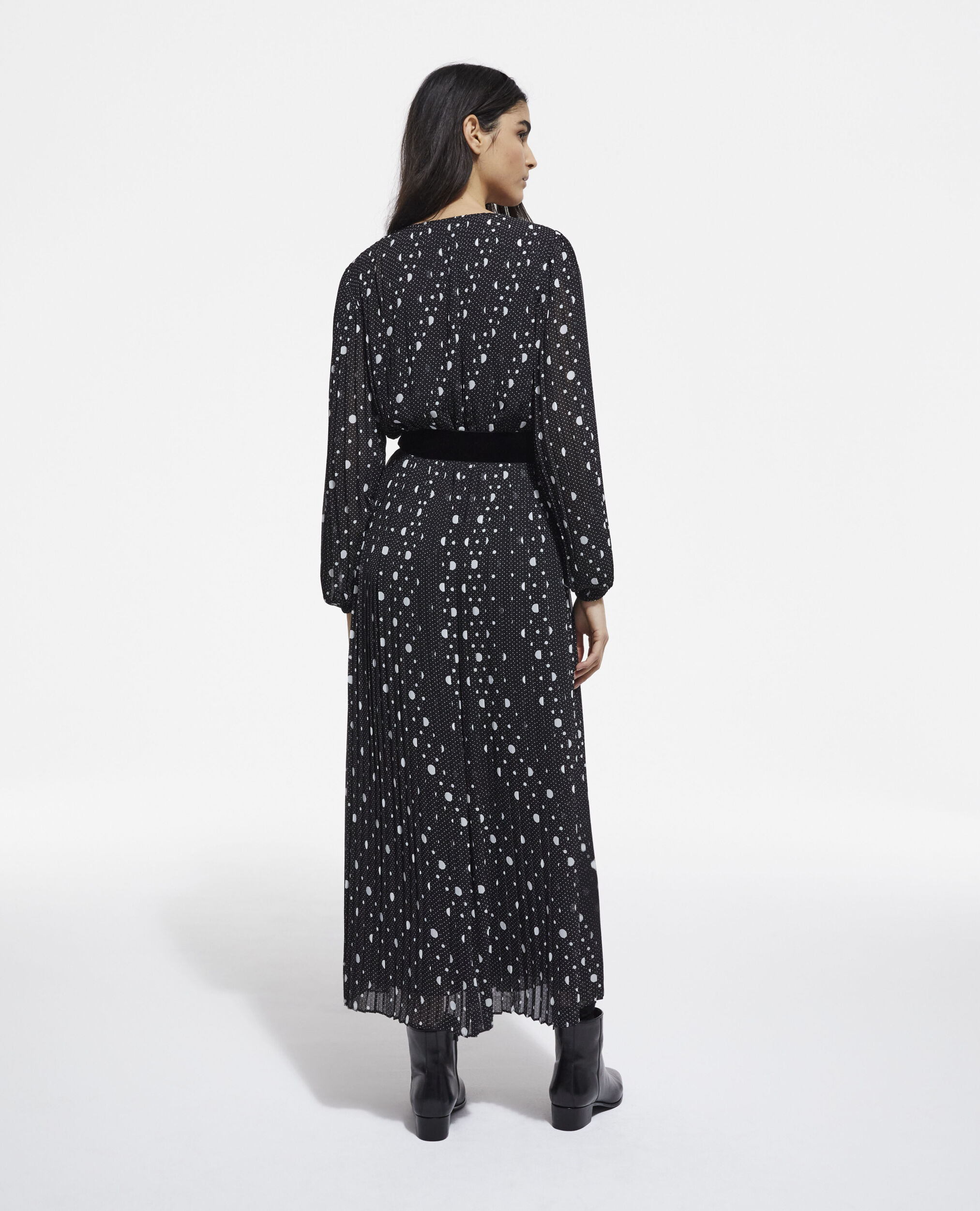 Long printed dress, BLACK-ECRU, hi-res image number null