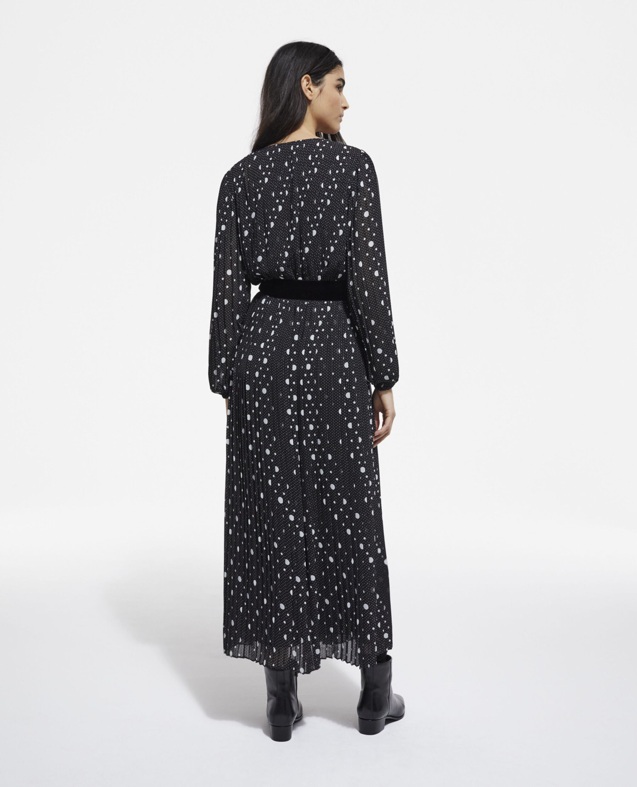 Long printed dress, BLACK-ECRU, hi-res image number null