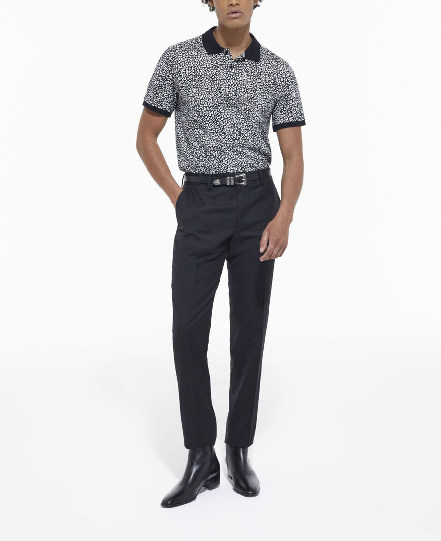 black leopard print polo