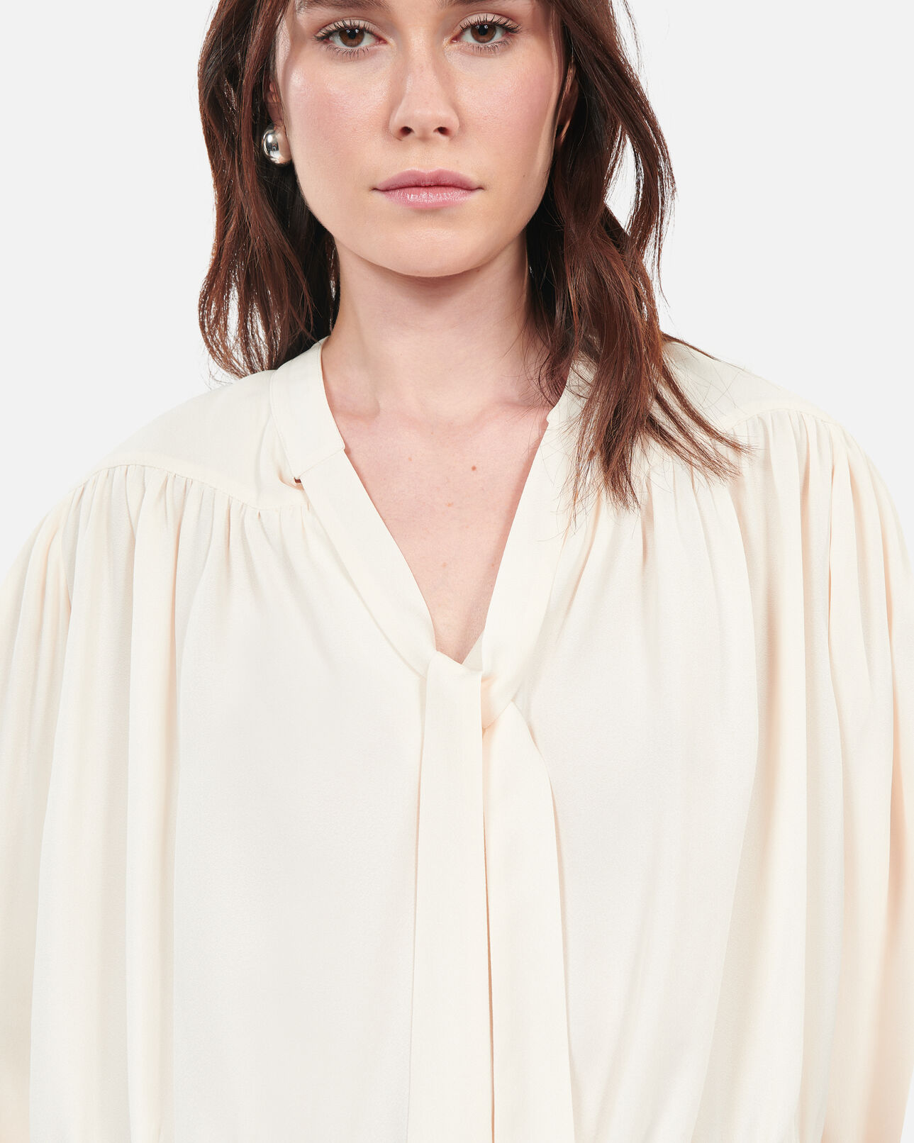The Kooples FEMME ECRU top écru avec fronces