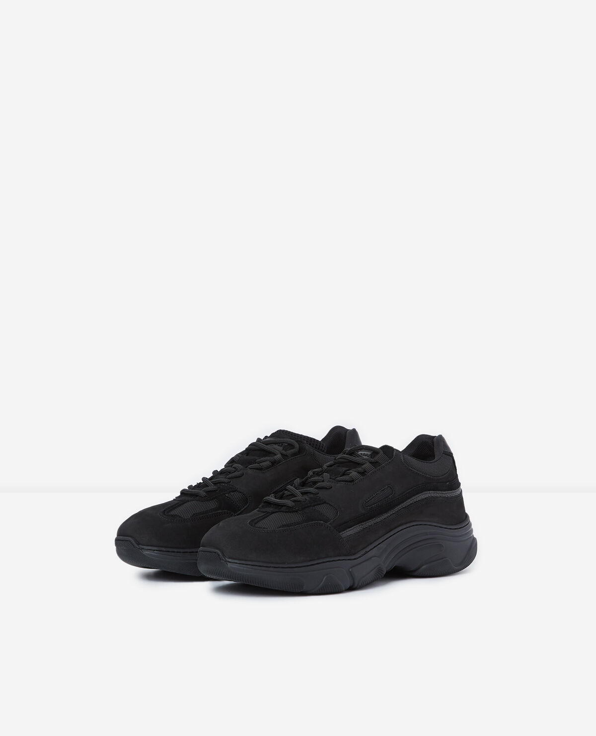 Black fabric trainers with chunky soles
