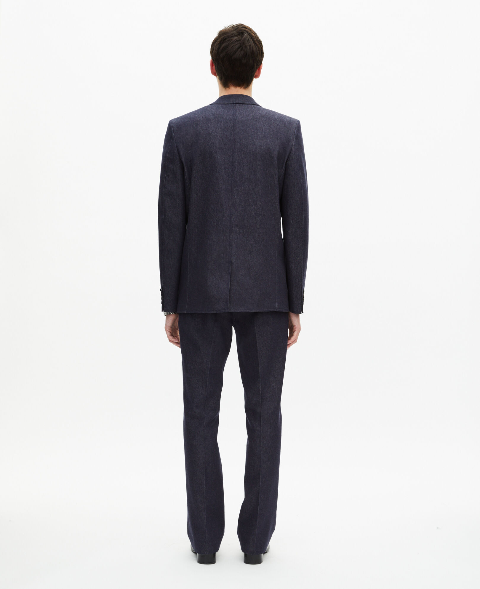 The Kooples MEN NAVY blue denim-effect suit jacket