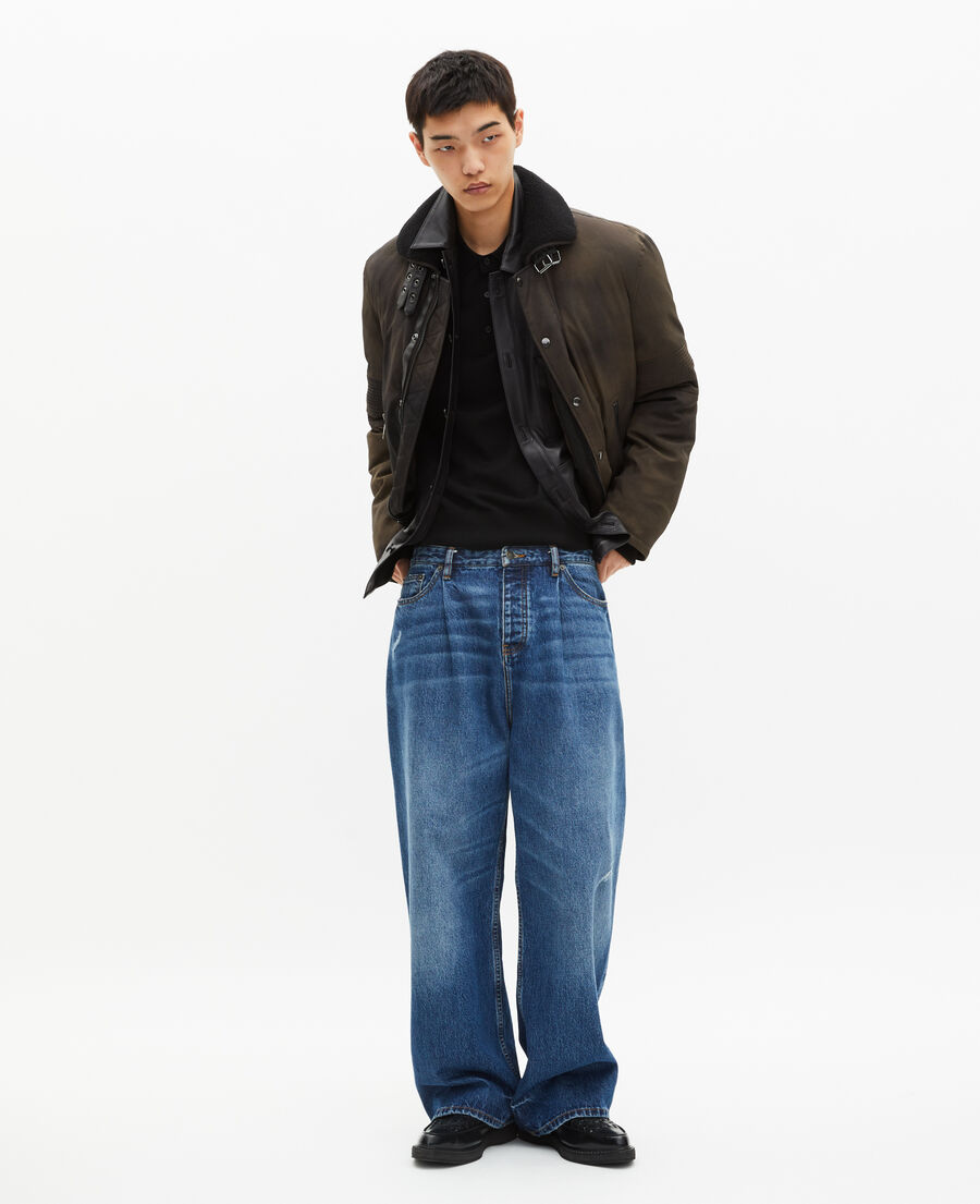 The Kooples HOMME BLACK doudoune avec col sherpa marron délavé