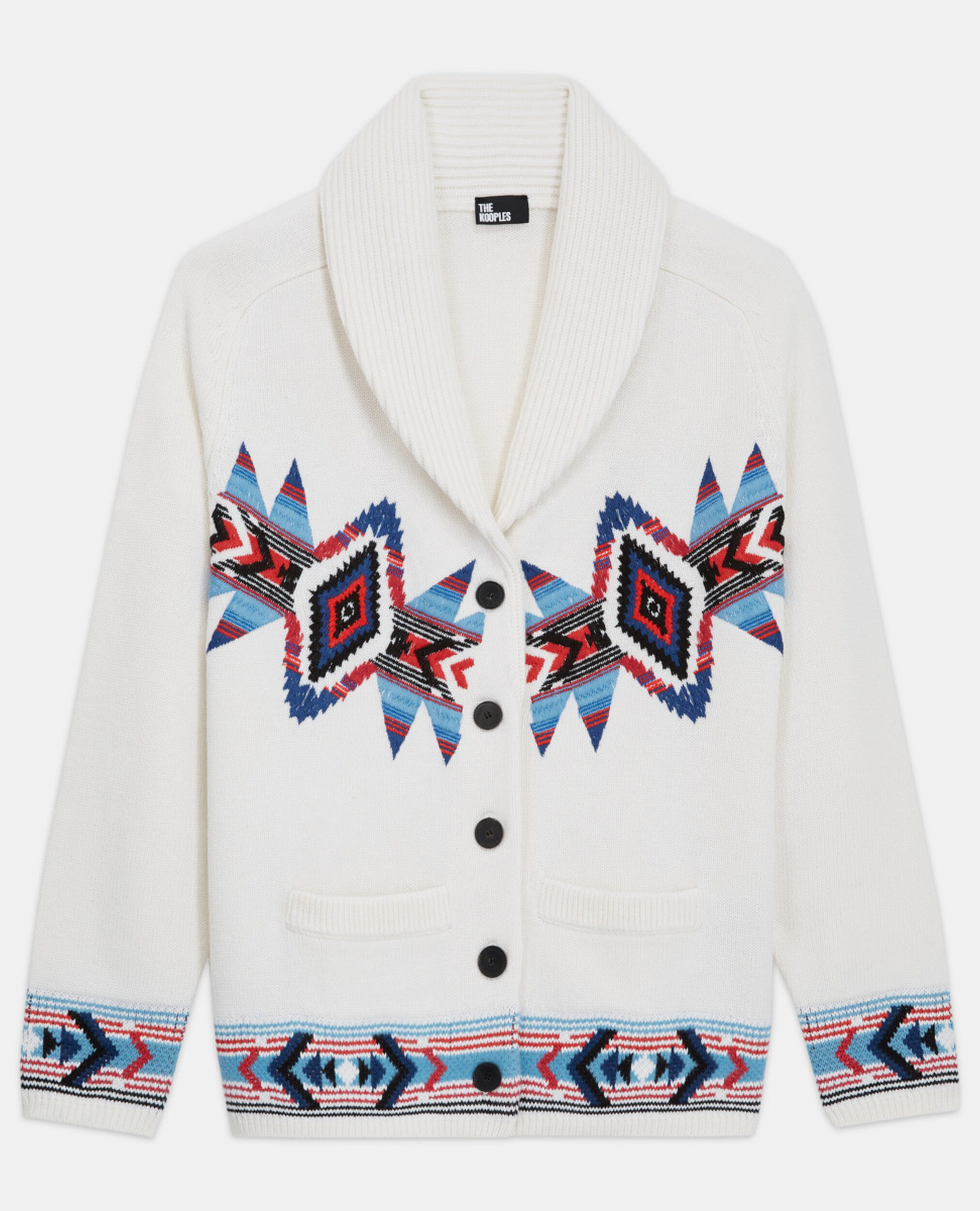 Patterned cardigan with shawl lapels, OFF WHITE, hi-res image number null