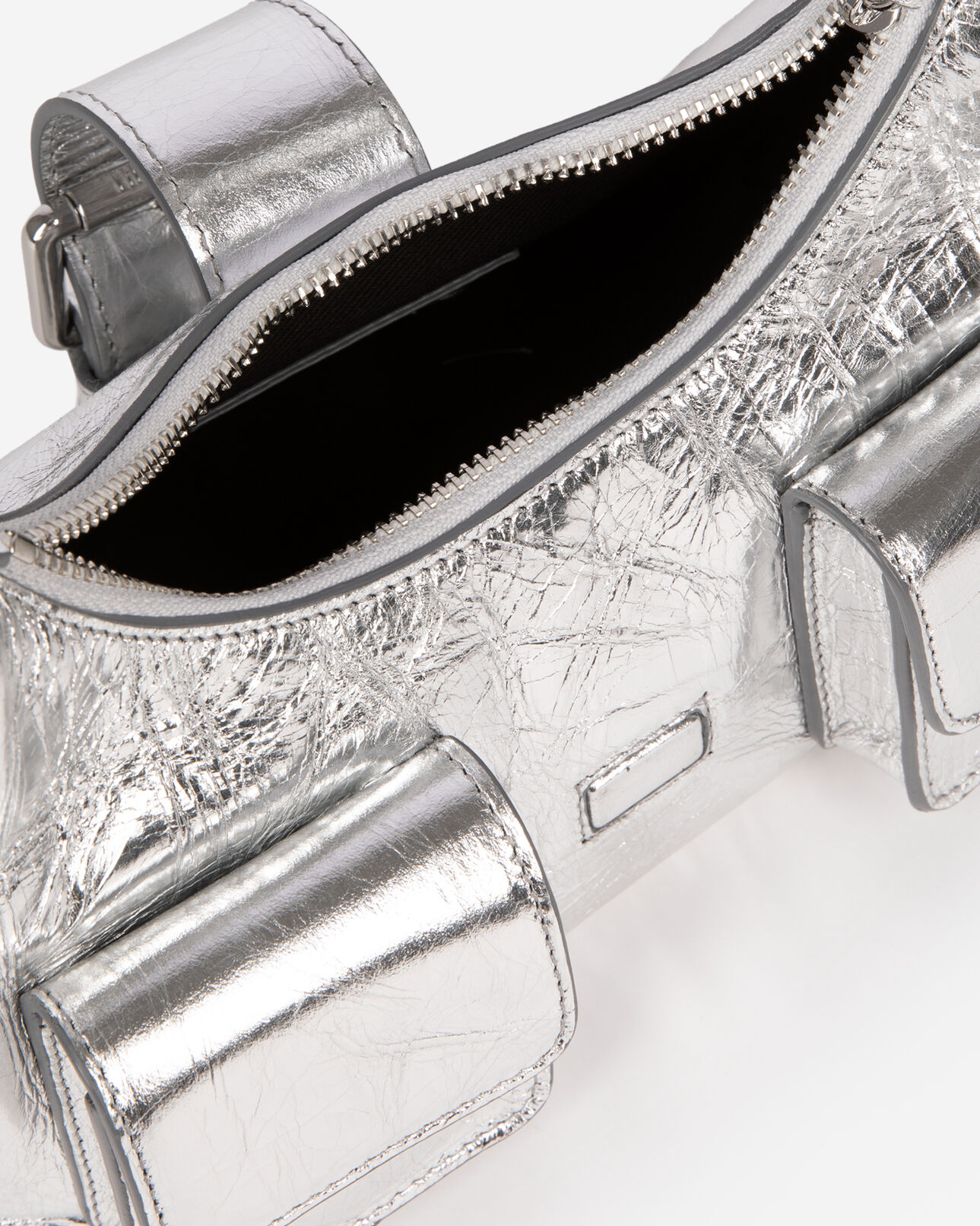 The Kooples WOMEN SILVER amelia small bag in silver crackle leather