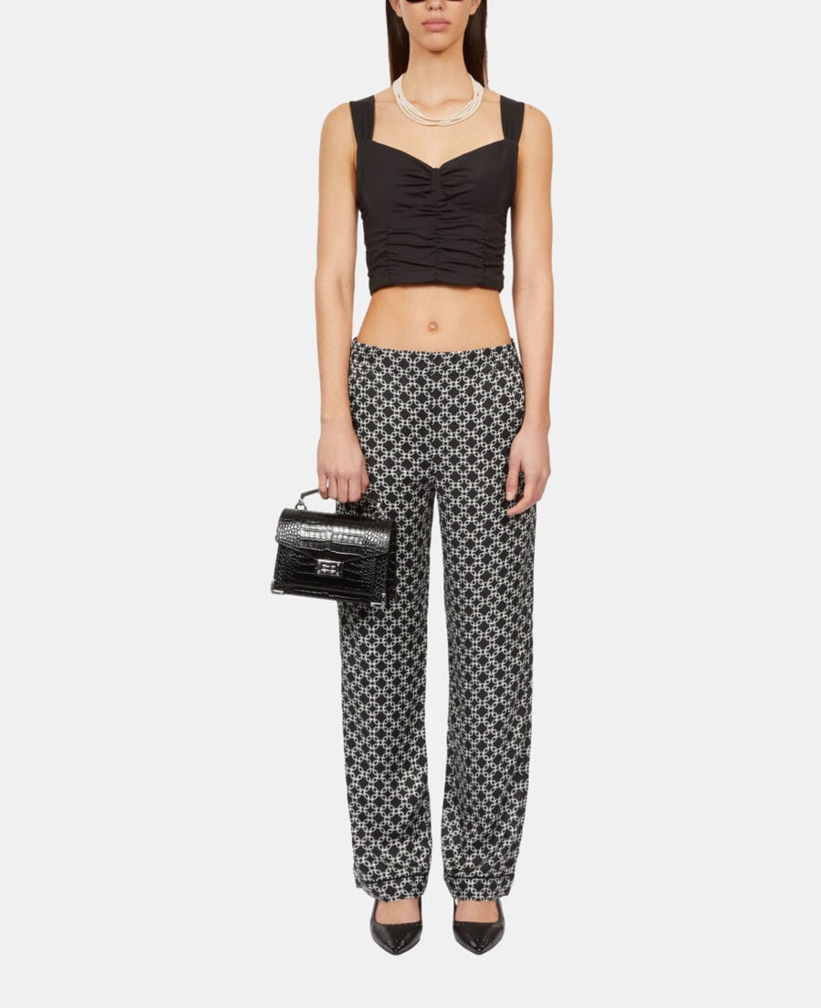 The Kooples FEMME BLACK top court avec drapé noir