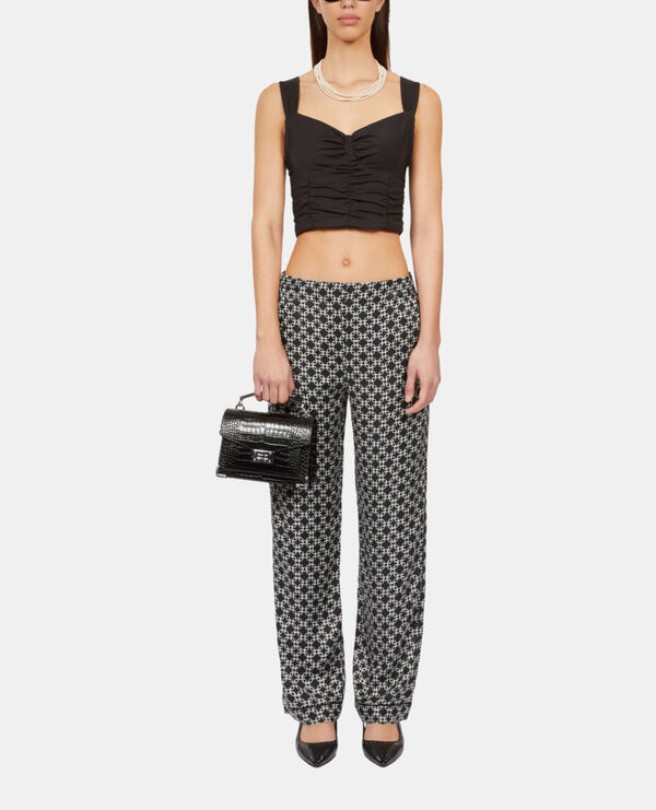 The Kooples FEMME BLACK top court avec drapé noir