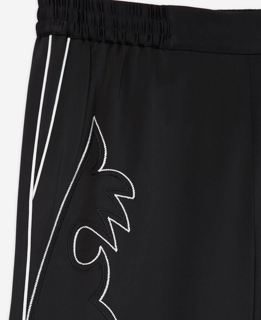 The Kooples WOMEN BLACK black pants with western-style embroidery