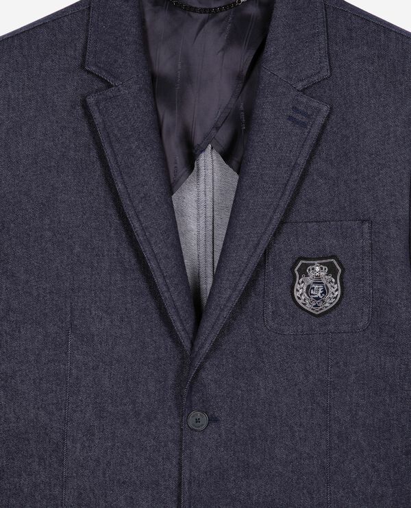 The Kooples MEN NAVY blue denim-effect suit jacket