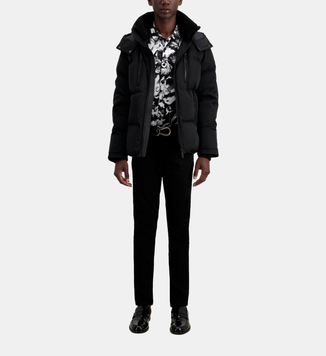 Black store hooded puffa