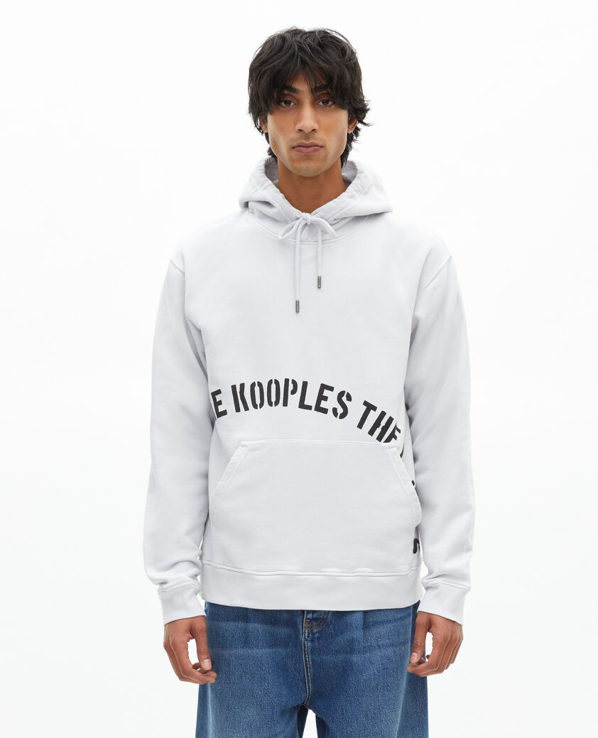 The Kooples MEN LIGHT GREY hooded sweatshirt with grey screen print