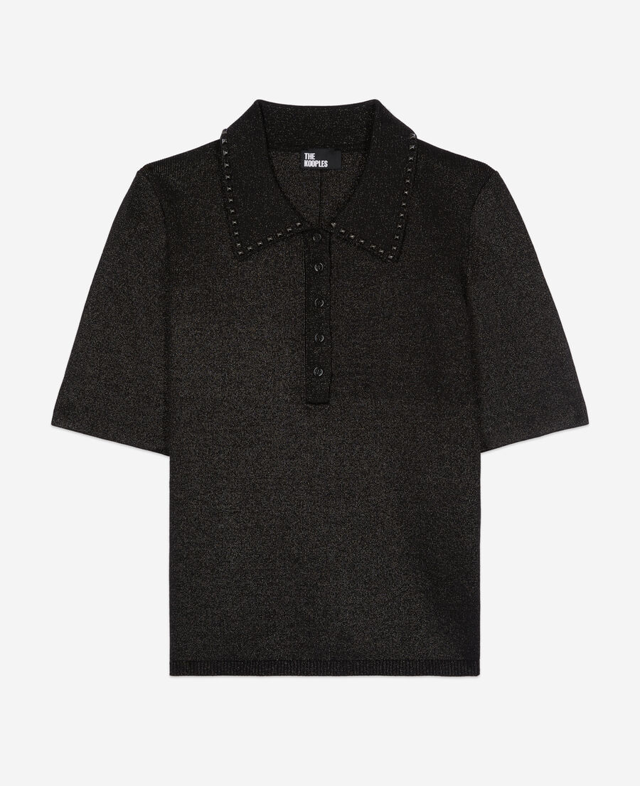 black mesh polo t-shirt