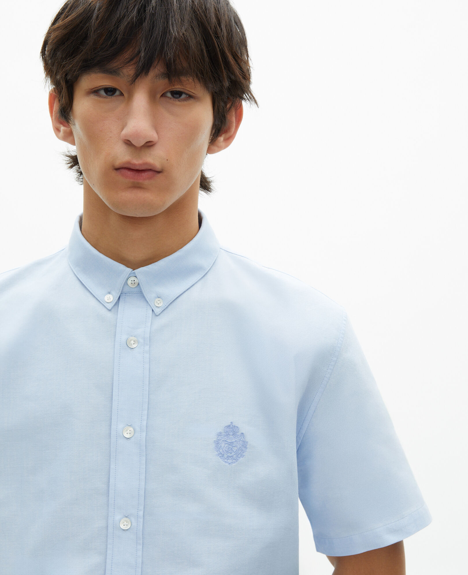 The Kooples HERREN SKY kurzärmeliges blaues hemd