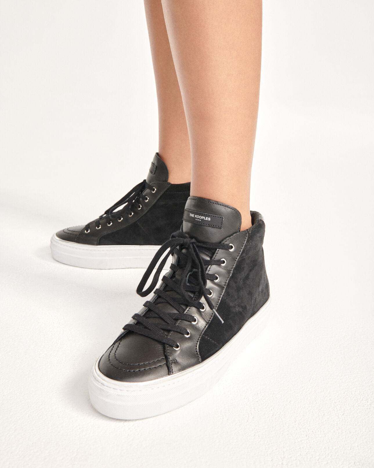 The Kooples FEMME BLACK baskets noires cuir suédé montantes
