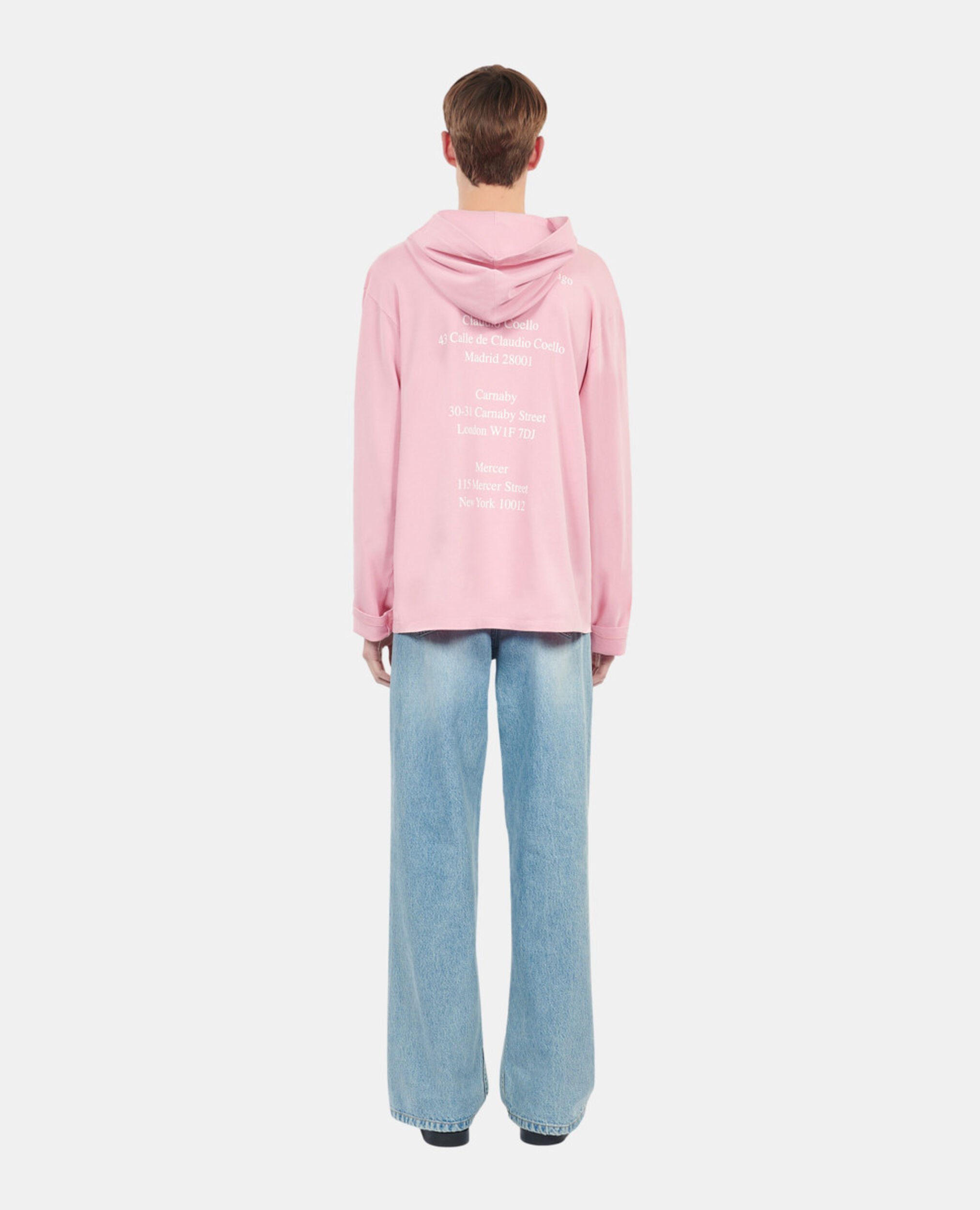 Long-sleeved pink hooded Locations serigraphy t-shirt, SWEET PINK, hi-res image number null