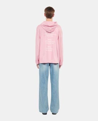 The Kooples MEN SWEET PINK long-sleeved pink hooded locations serigraphy t-shirt
