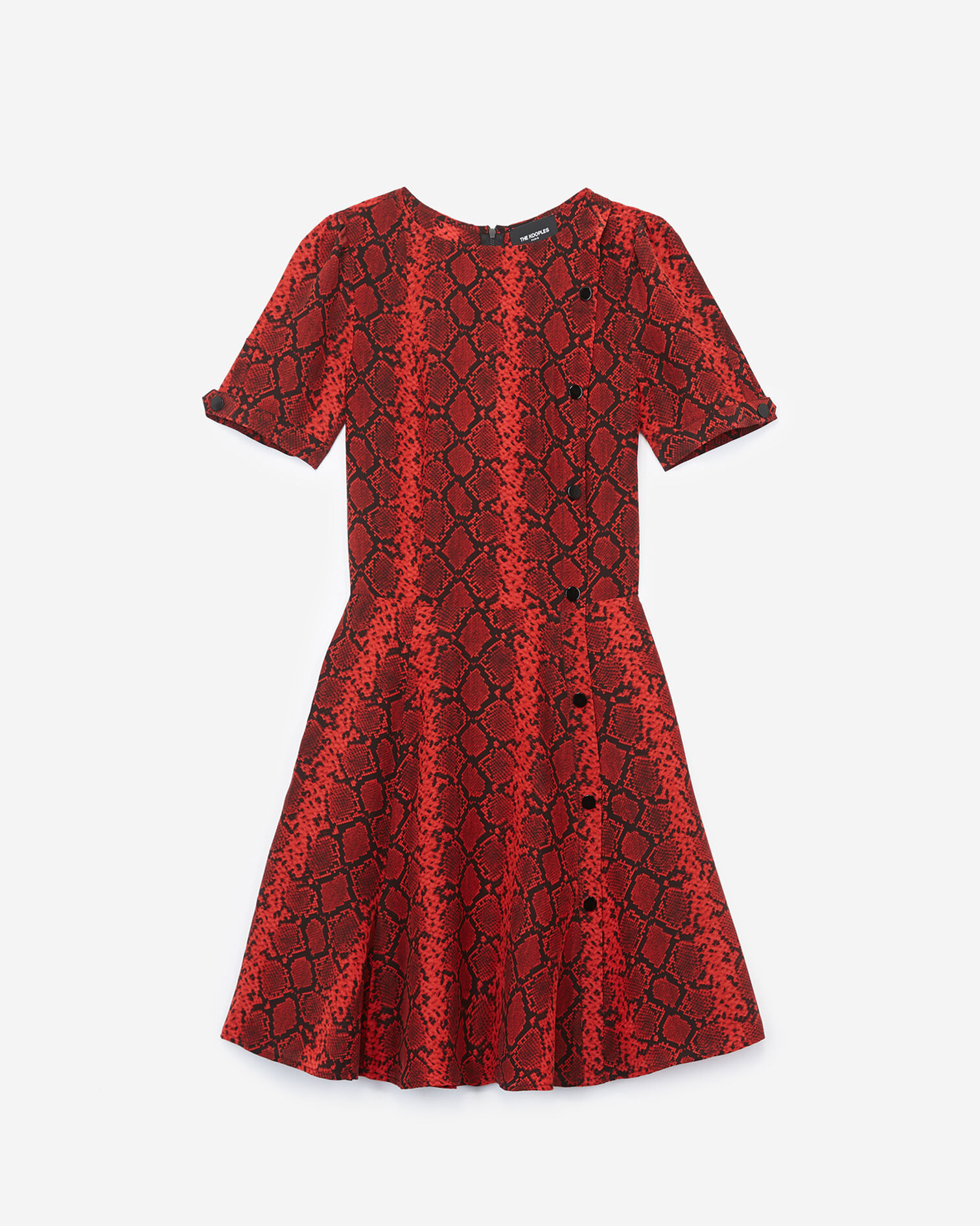 Kurzes Kleid mit rotem Schlangenprint, RED, hi-res image number null