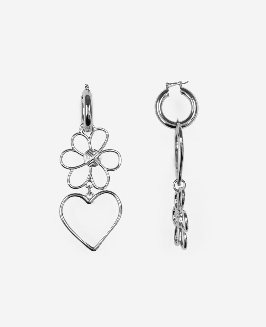 The Kooples DAMEN SILVER silberne herz- und blumenohrringe