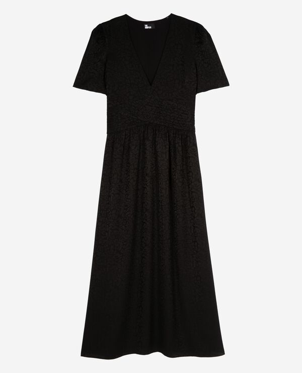 The Kooples FEMME BLACK robe longue en jacquard noire