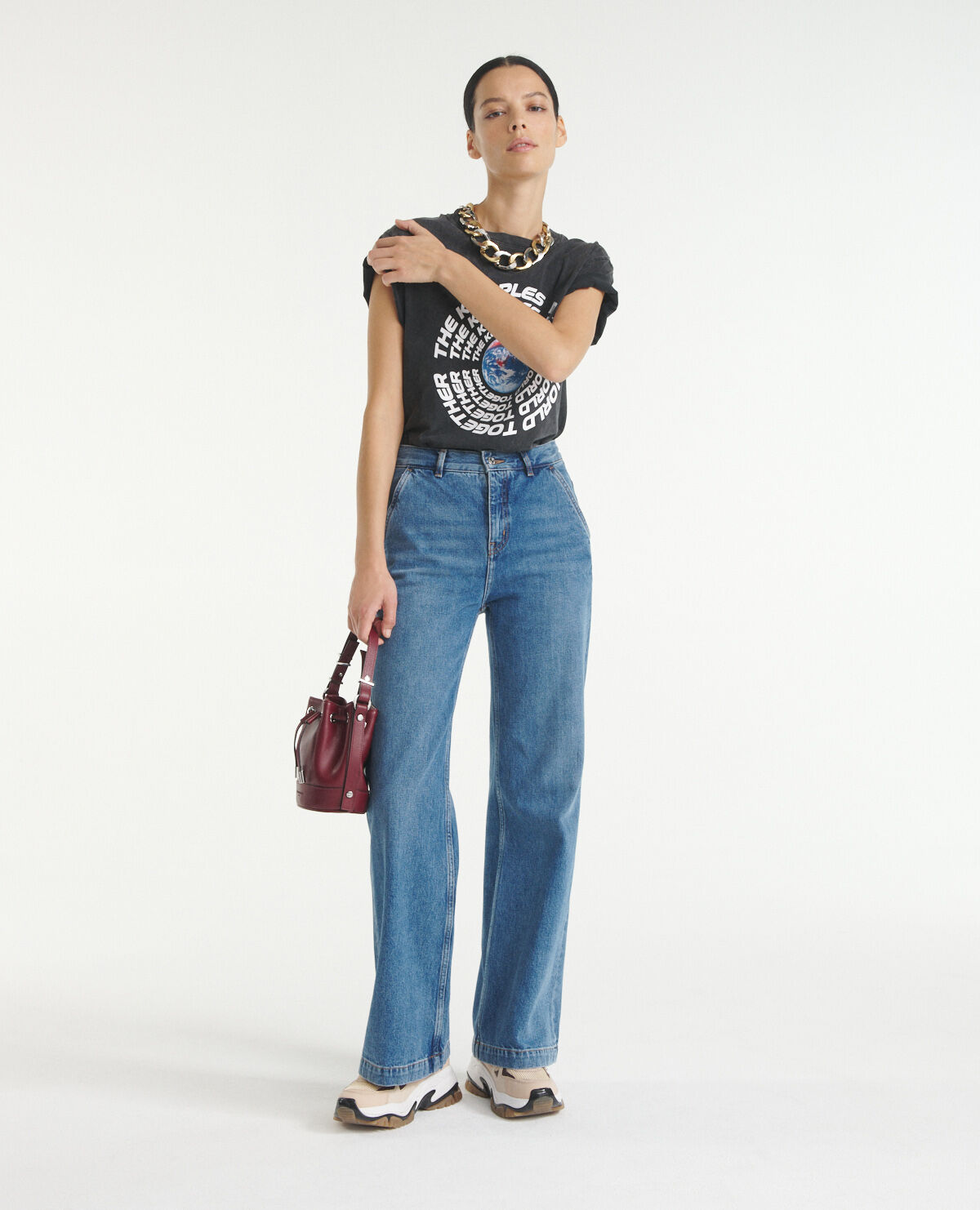 Light blue straight cut jeans w side pockets The Kooples