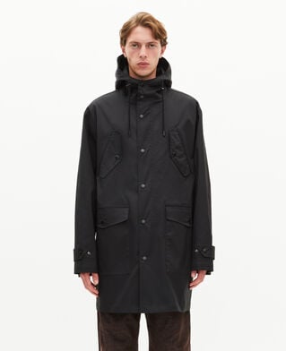 The Kooples HOMME BLACK parka à traitement déperlant à capuche noire