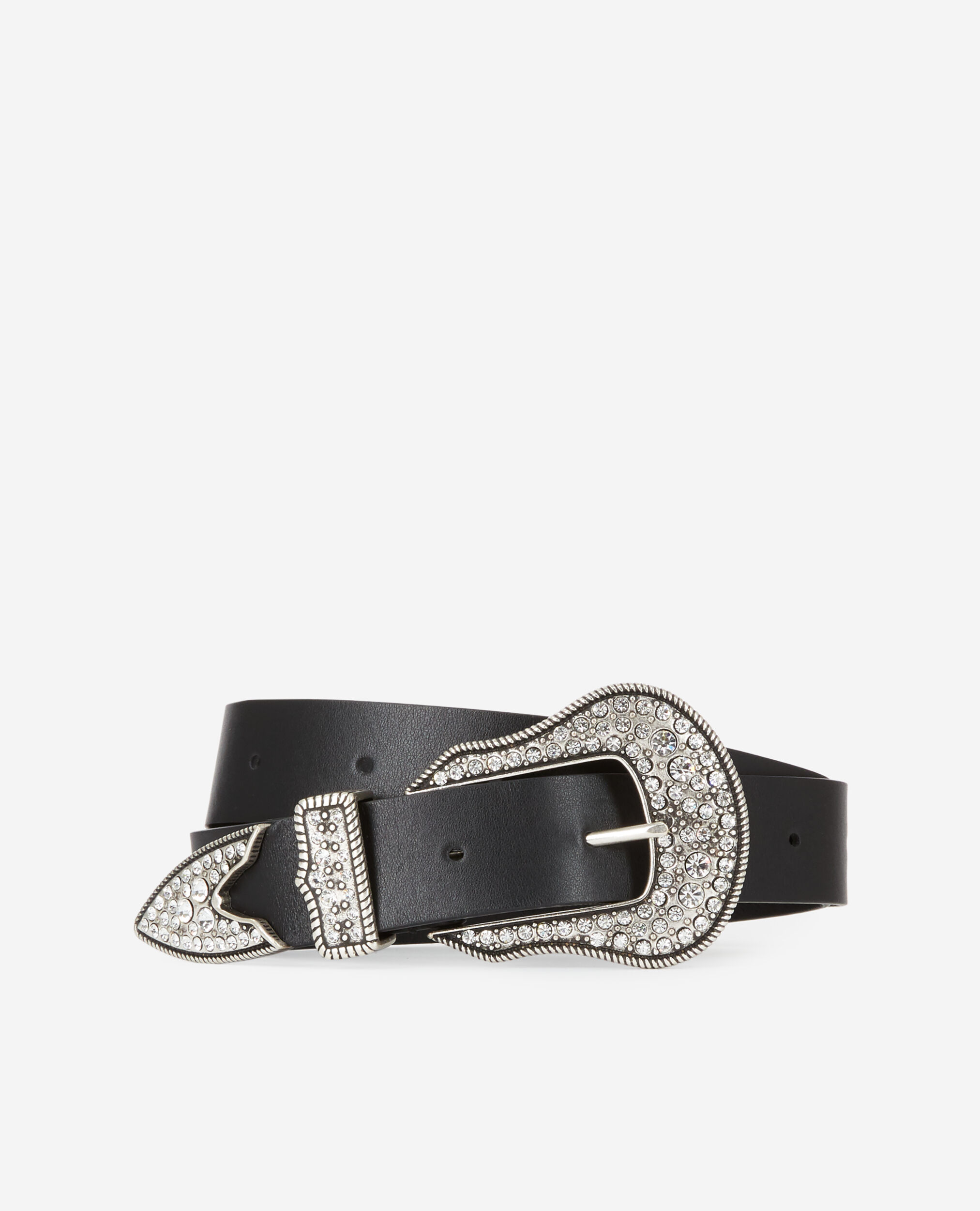 Ceinture en cuir noire boucle argentee The Kooples France