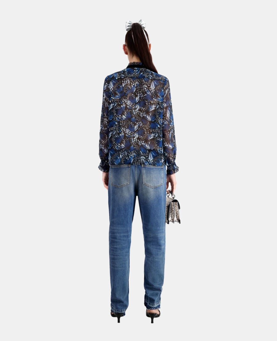 The Kooples WOMEN BLUE printed top with pleating