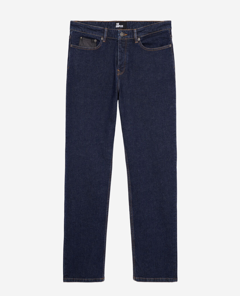 The Kooples MEN BLUE BRUT slim blue jeans with leather pocket