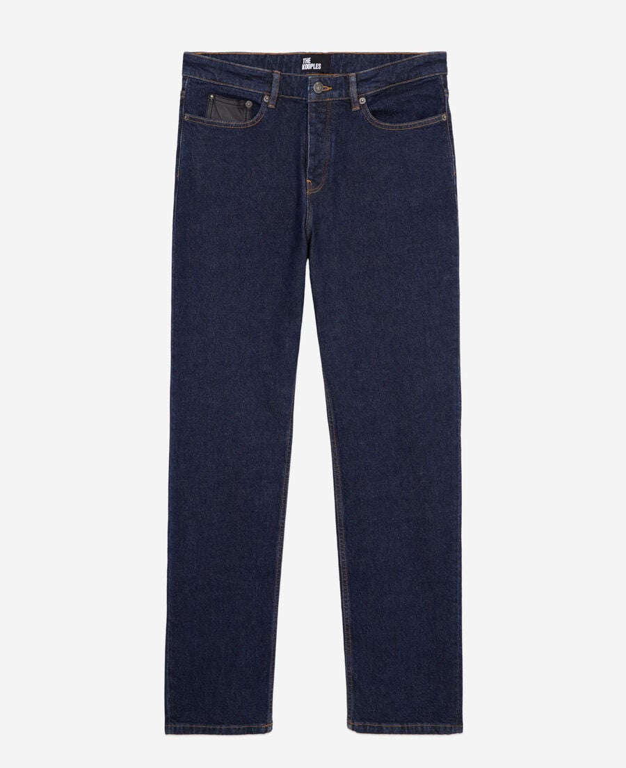 The Kooples HOMME BLUE BRUT jean bleu slim avec poche en cuir