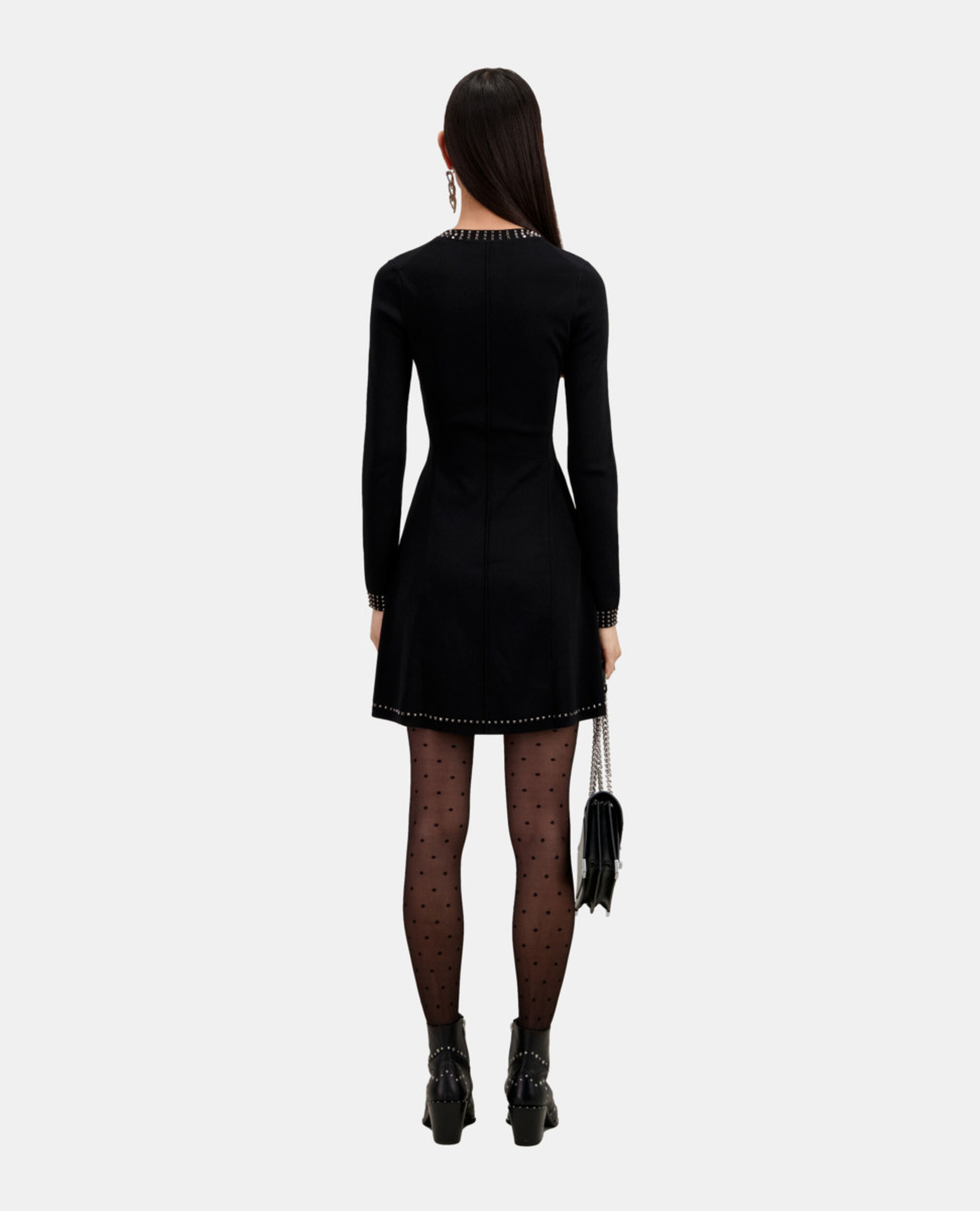 Robe noire courte avec spikes, BLACK, hi-res image number null