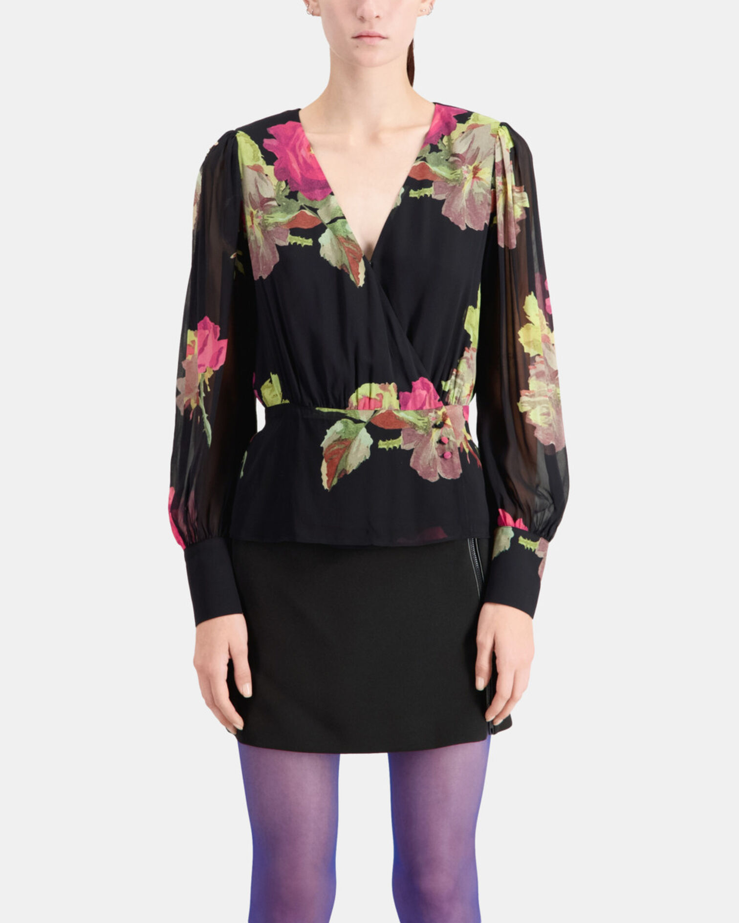 Printed crossover top, PINK BLACK, hi-res image number null
