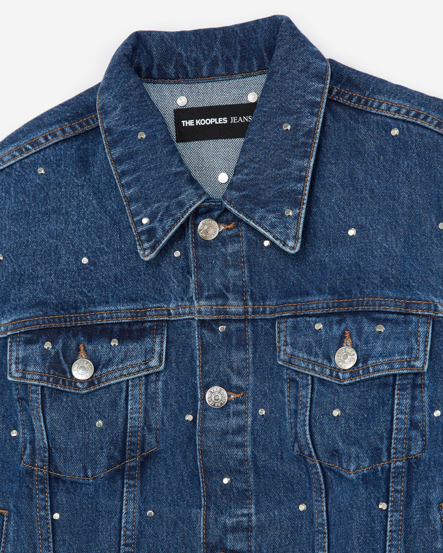 Blue denim jacket with studs all over, BLUE WASHED, hi-res image number null