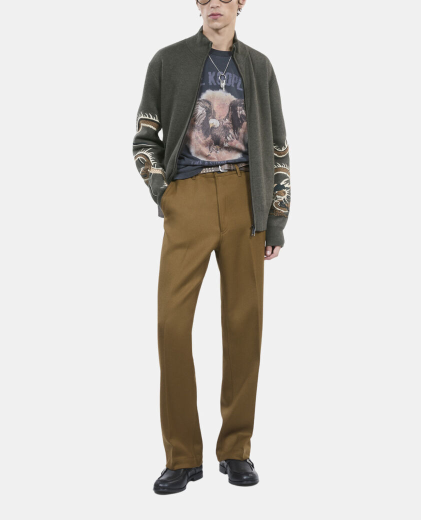 The Kooples HERREN KAKI khakifarbener cardigan aus wollmischung